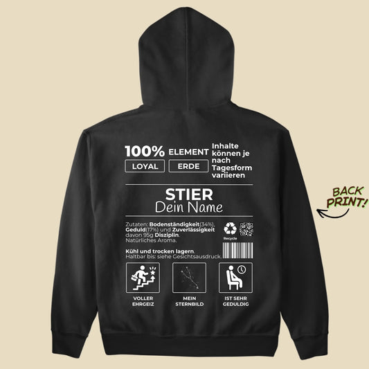 Personalisierter "Sternzeichen Stier" Hoodie