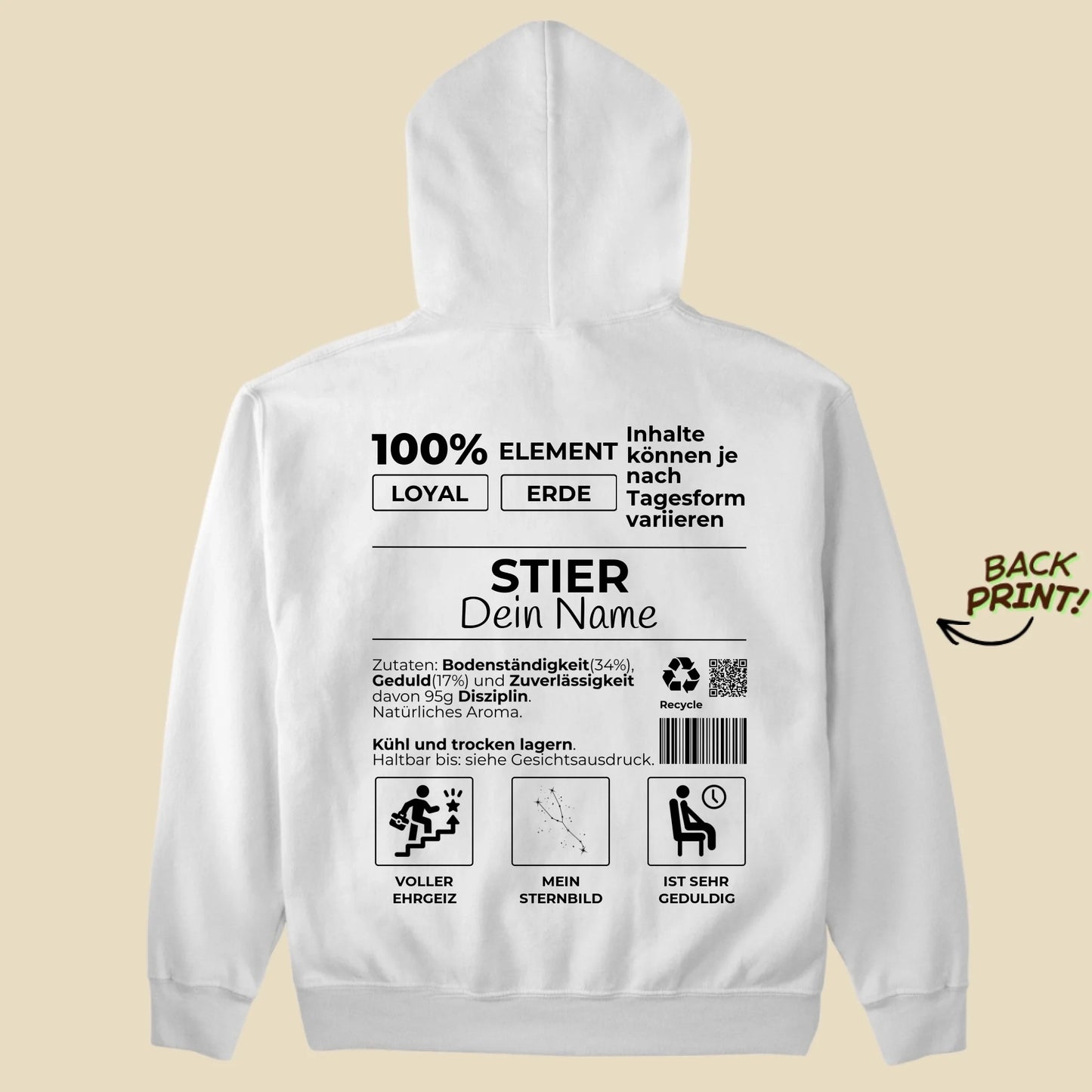 Personalisierter "Sternzeichen Stier" Hoodie