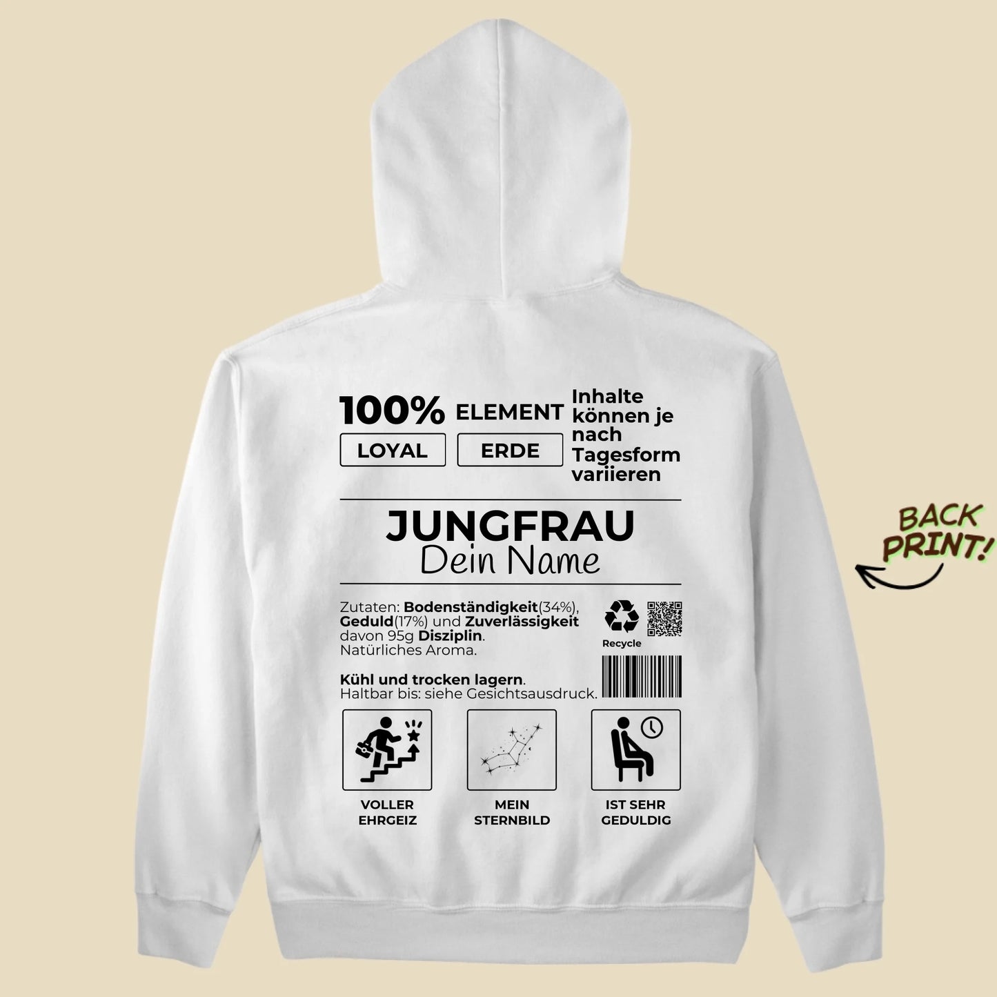 Personalisierter "Sternzeichen Jungfrau" Hoodie
