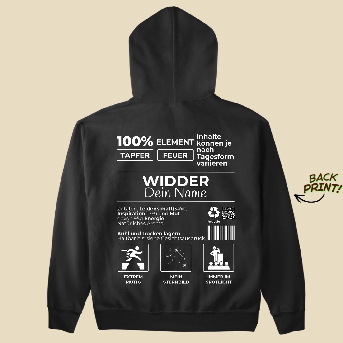 Personalisierter "Sternzeichen Widder" Hoodie