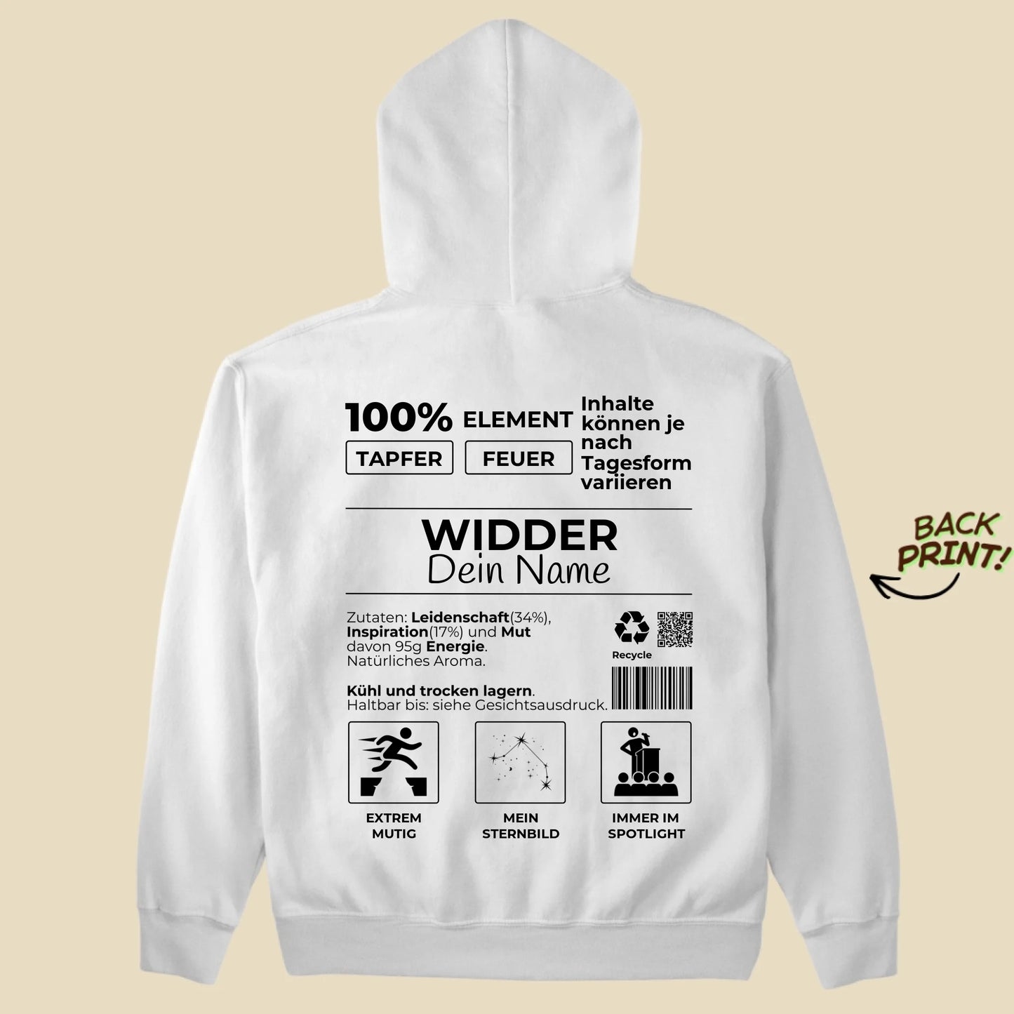 Personalisierter "Sternzeichen Widder" Hoodie
